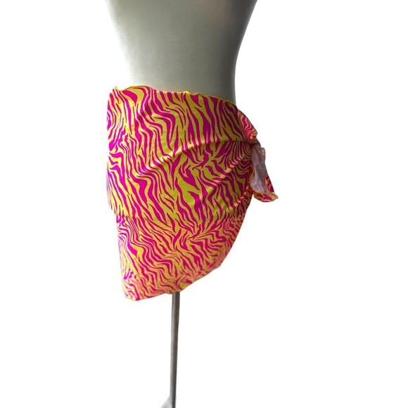 Princess Polly Swim 2 Pc Set Bikini Top Wrap Sarong Skirt Pink Yellow Zebra 10 - Picture 3 of 16